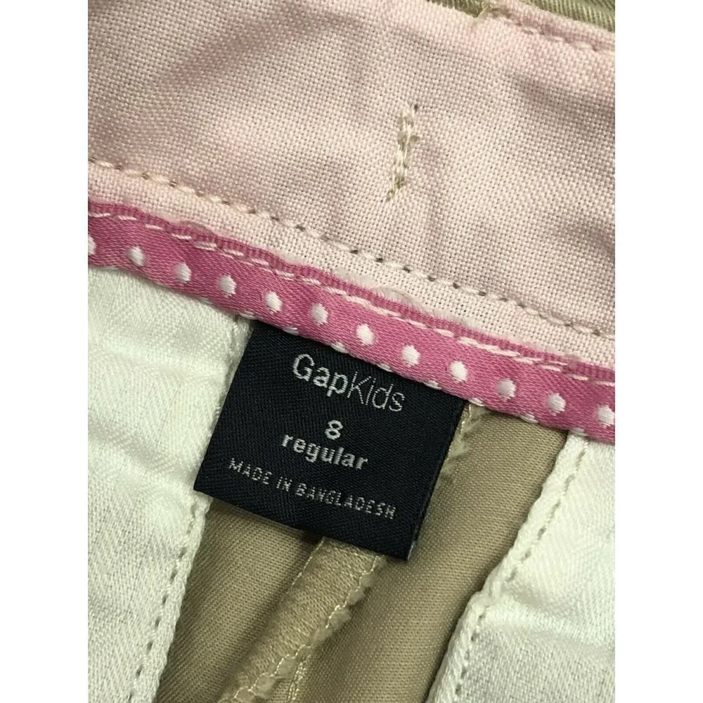 New GAP Kids Girls Tan Khaki Long Bermuda Chino Shorts Adjustable Waist 8